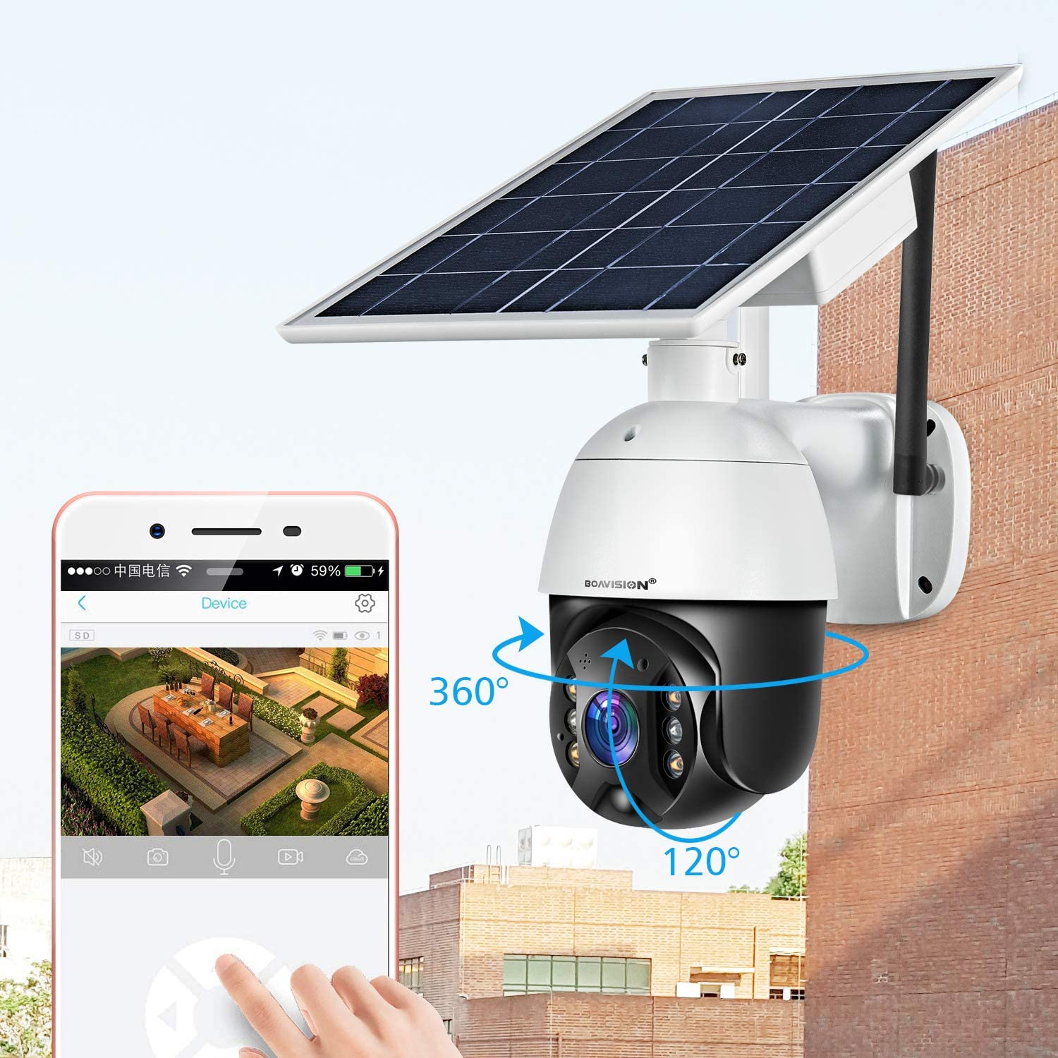 WiFi Wireless Home Solar Outdoor PTZ Security Camera System Full Color Nightview eBay